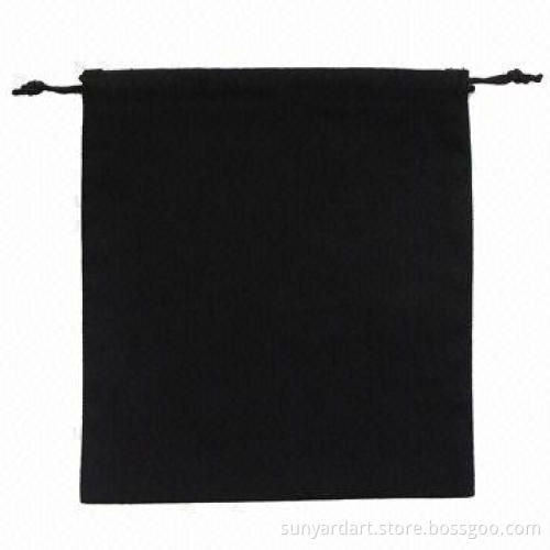 Black Cotton Cosmetic Drawstring Bag, Measures 18 x 20cm